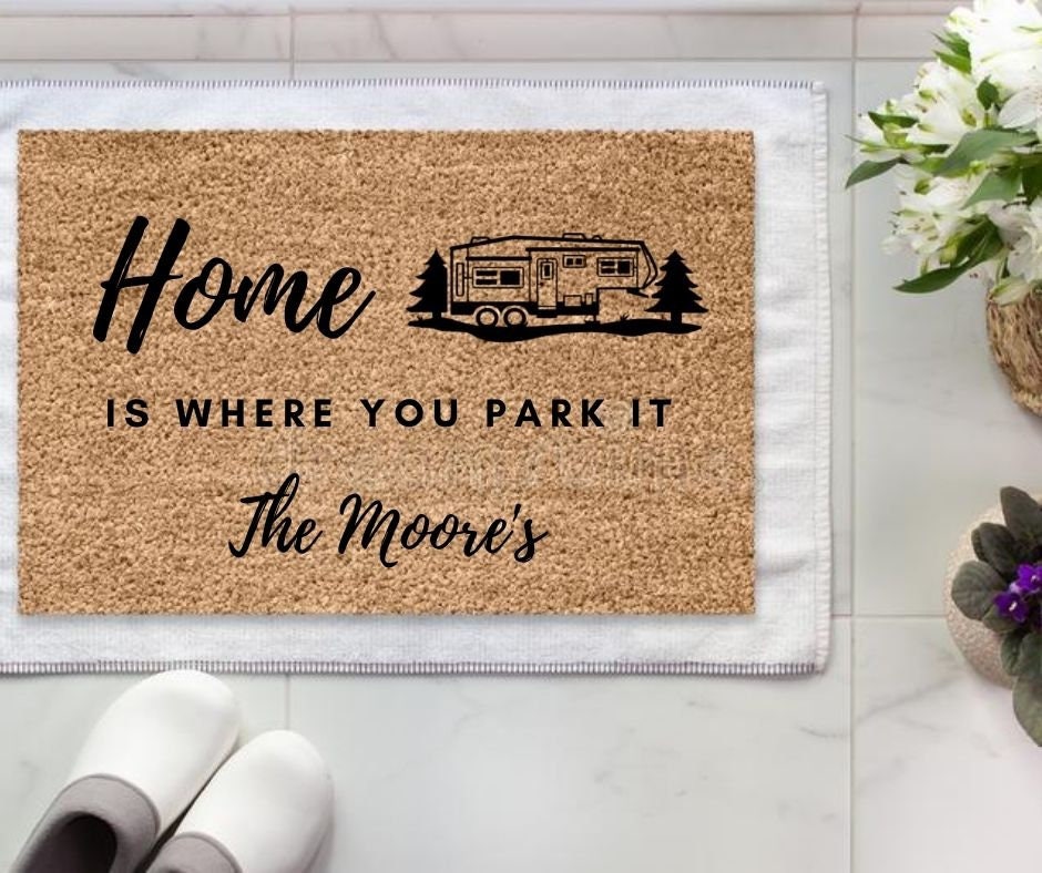 Home Is Where You Park It Doormat Custom Doormat Doormat Etsy