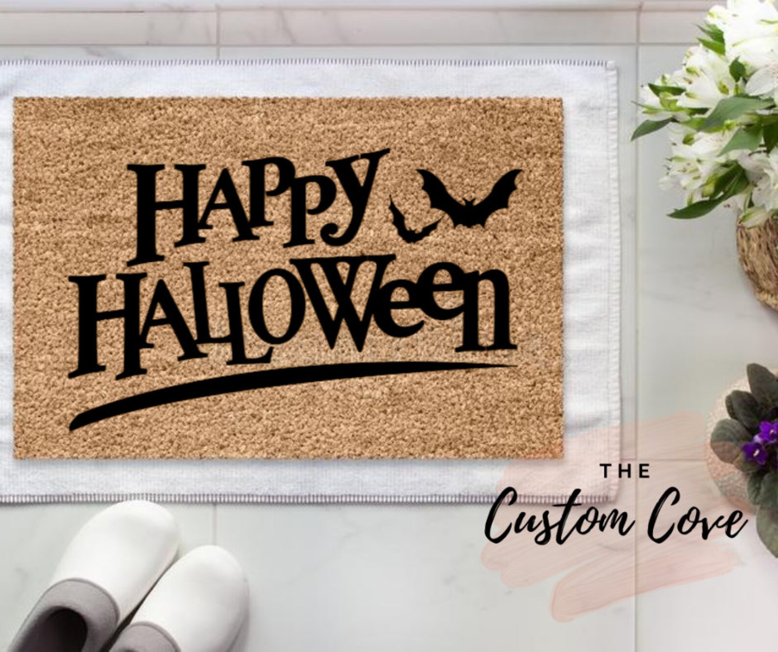 Happy Halloween Door Mat Spooky Door Mats Custom Halloween Etsy