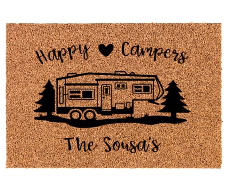 Happy Camper Doormat Custom Doormat Doormat Camp Doormat Etsy