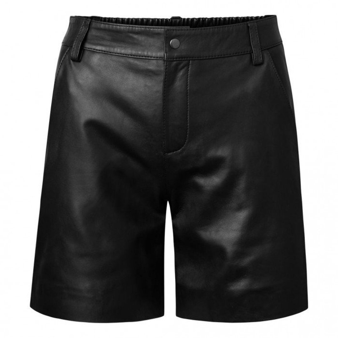 Men's Leather Black Fashion Bermuda Shorts Club/casual - Etsy