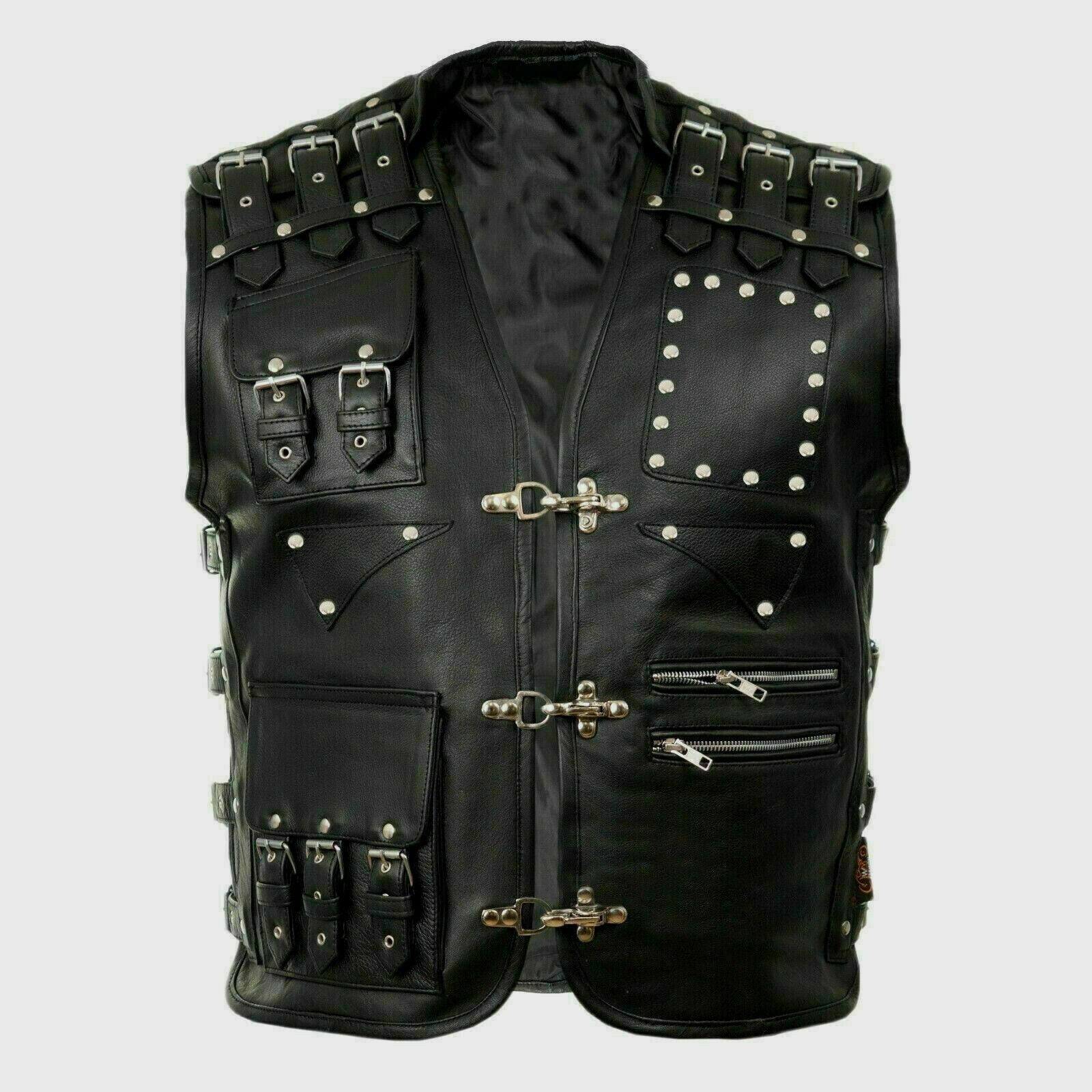 Men's Buckled Biker Motorcycle Vest 100 Real Genuine Etsy Canada