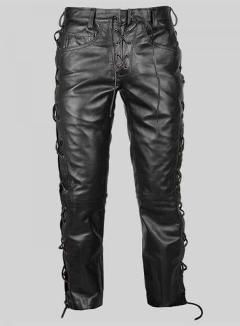 side laced leather pants