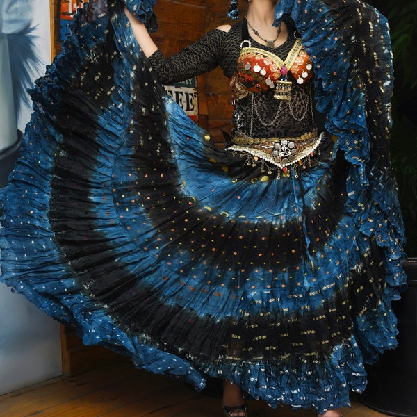Tribal Bellydance Bollywood skirt hand dyed 100% viscose 25 Yd 35 Yd ATS skirt Tribal Bauchtanz Rock 4- tier skirt