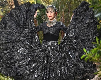 Tribal Bellydance assuit choli black/silver stretch cotton lycra ATS top/choli Tribal Bauchtanz choli Bauchtanz top