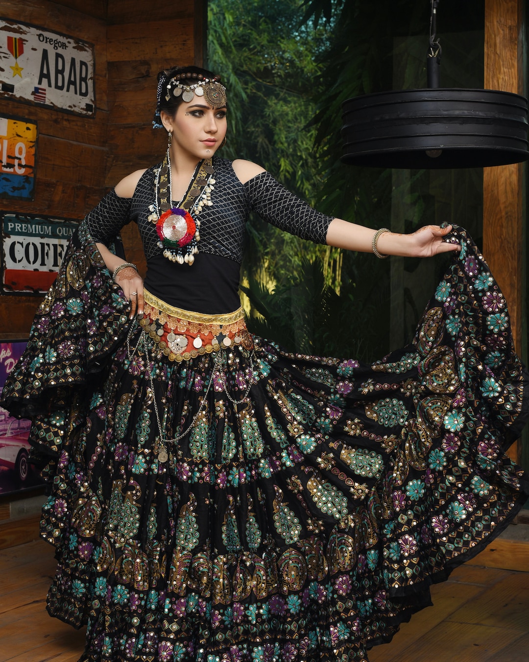 TMS Multi 8 Petali Gonna Danza Del Ventre Penale Zingaro Costume - Foto 4