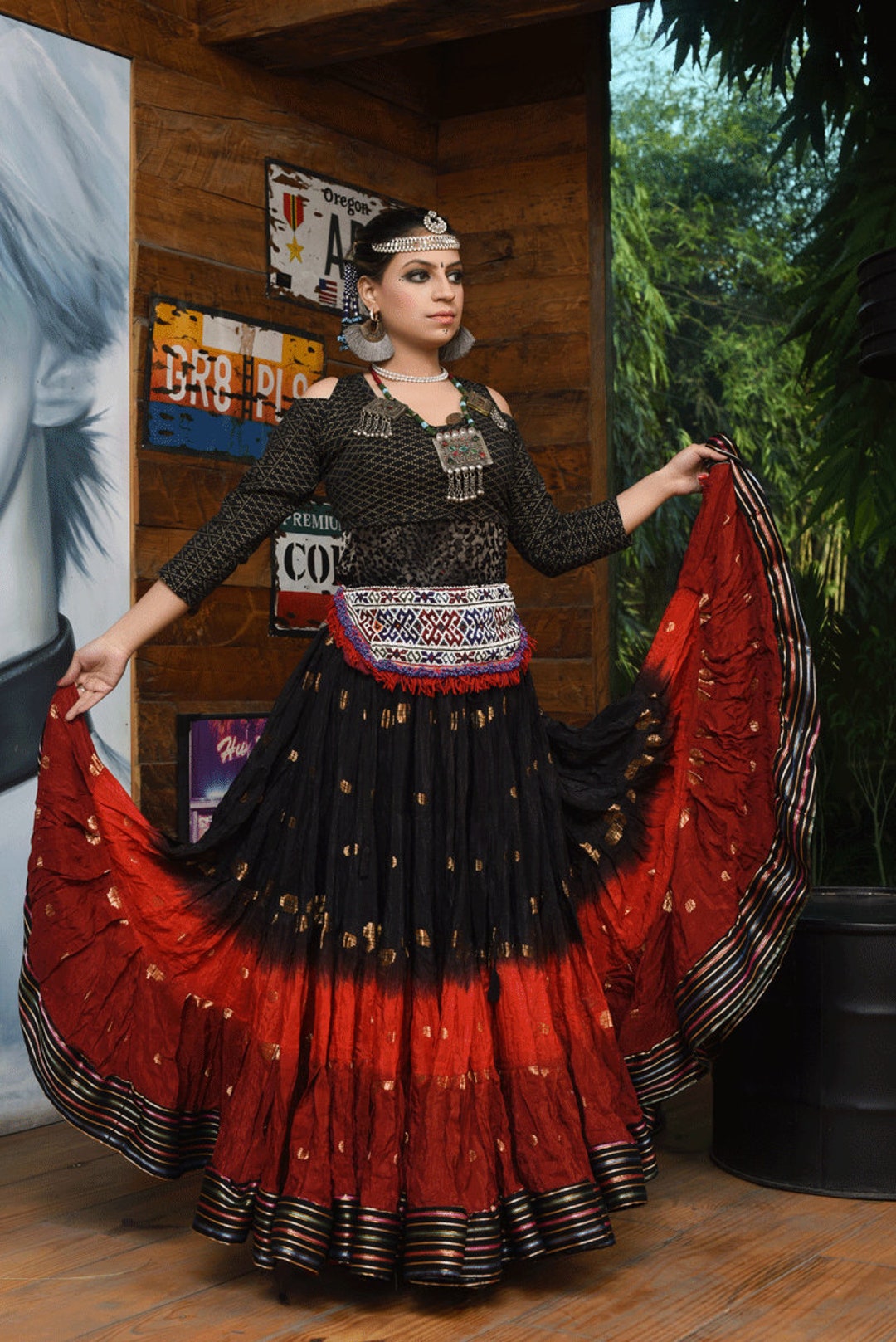 Tribal Bellydance Bollywood Skirt Hand Dyed With Padma Border - Etsy