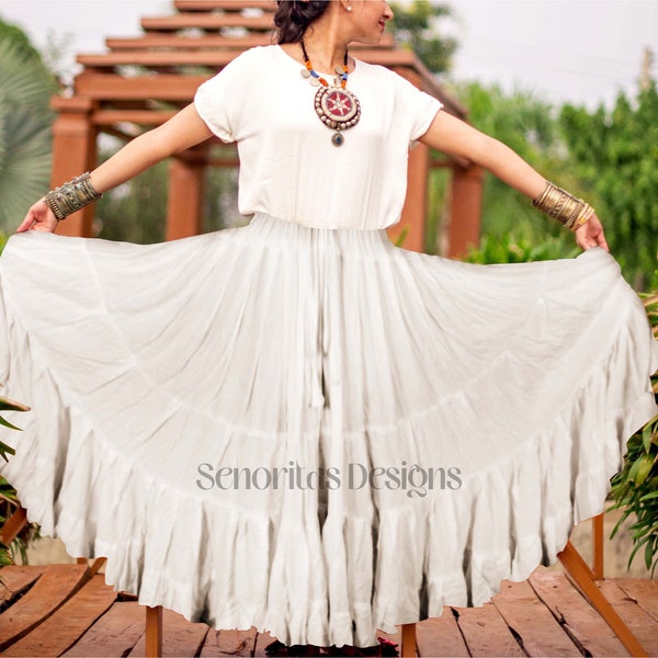 Tribal Bellydance Solid color skirt white 100% Cotton 25 Yards 35 Yards ATS skirt Tribal Bauchtanz Rock 4- tier skirt