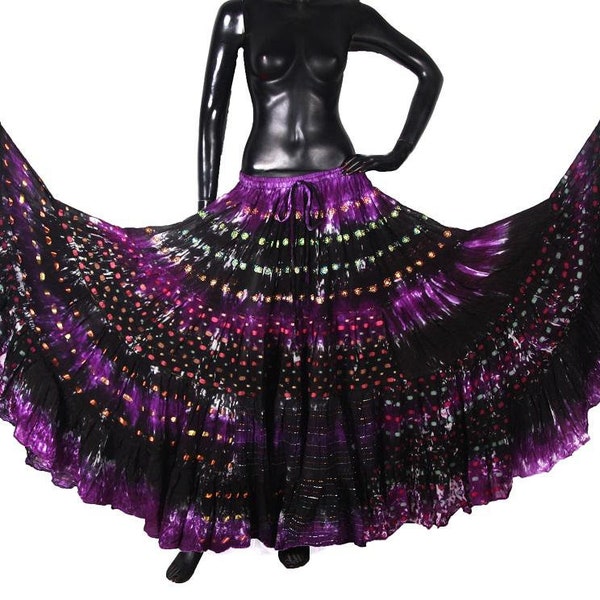 Tribal Bellydance Bollywood skirt hand dyed 100% cotton viscose 25 Yd 35 Yd ATS skirt Tribal Bauchtanz Rock 4- tier skirt