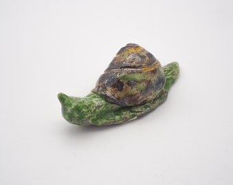 Raku Ceramic Snail - Snail Ornament - Handcrafted Raku Snail - Whimsical Ceramic Ornament - Collectible Snail Decor - Artisan Raku Sculpture