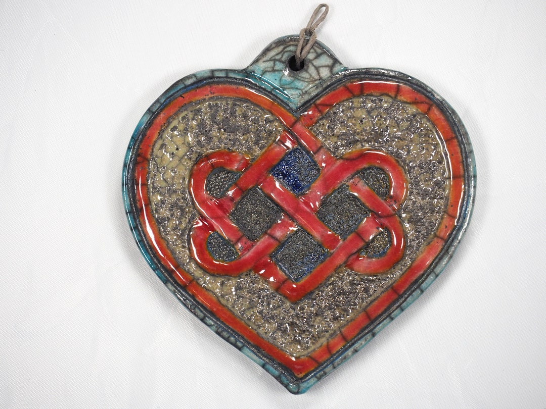 Handmade Raku Ceramic Celtic Knot Heart Symbolic Decoration - Etsy