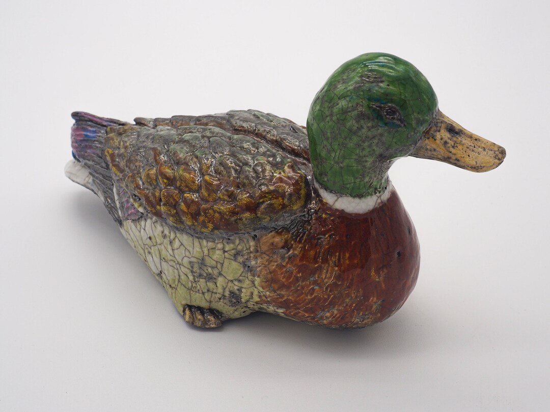 Ducks Collection Raku Ceramic Mallard Duck – Collectible Duck – Mallard Sculpture – Duck ...