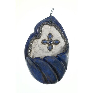 Handmade Raku Ceramic Holy Water Font, Religious Item, Communion Gift, Baptism Gift, Handmade Ceramic, Gift
