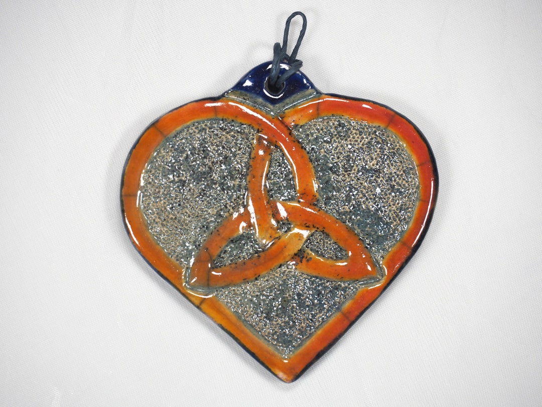 CELTIC KNOT HEART Metallic Raku Heart Triskell Heart Décor Celtic Knot ...