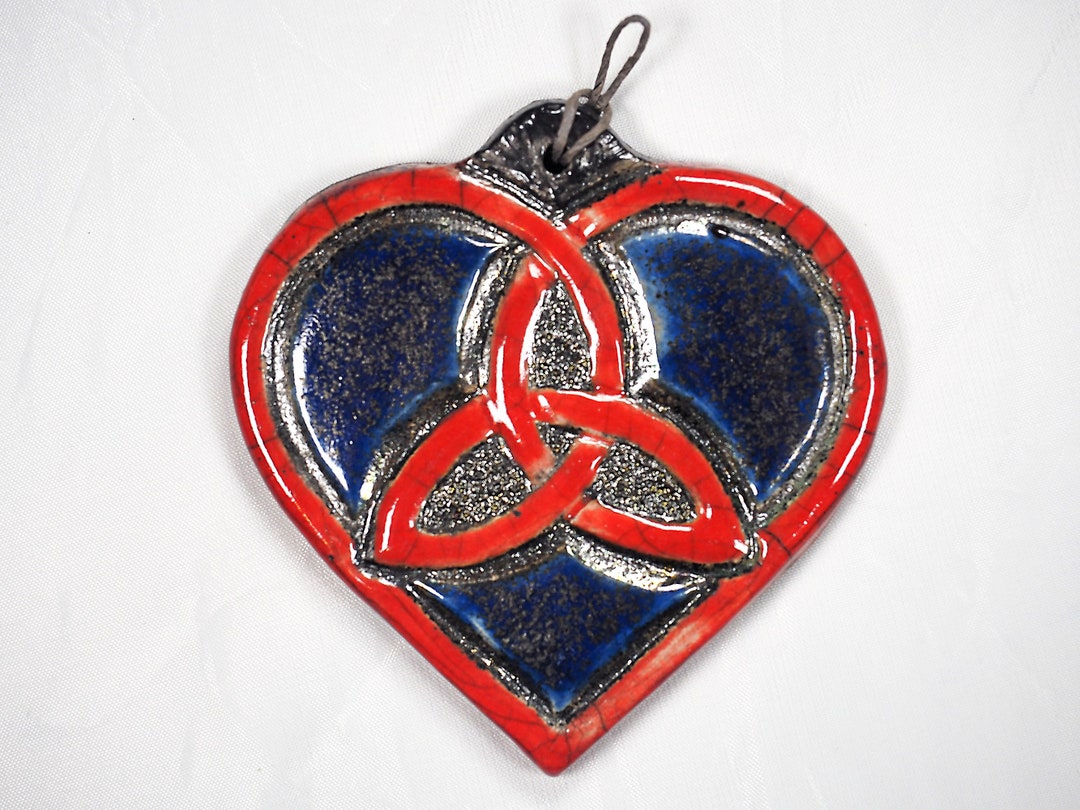 Heart With Celtic Knot, Celtic Knot in Raku, Hanging Heart in Raku ...