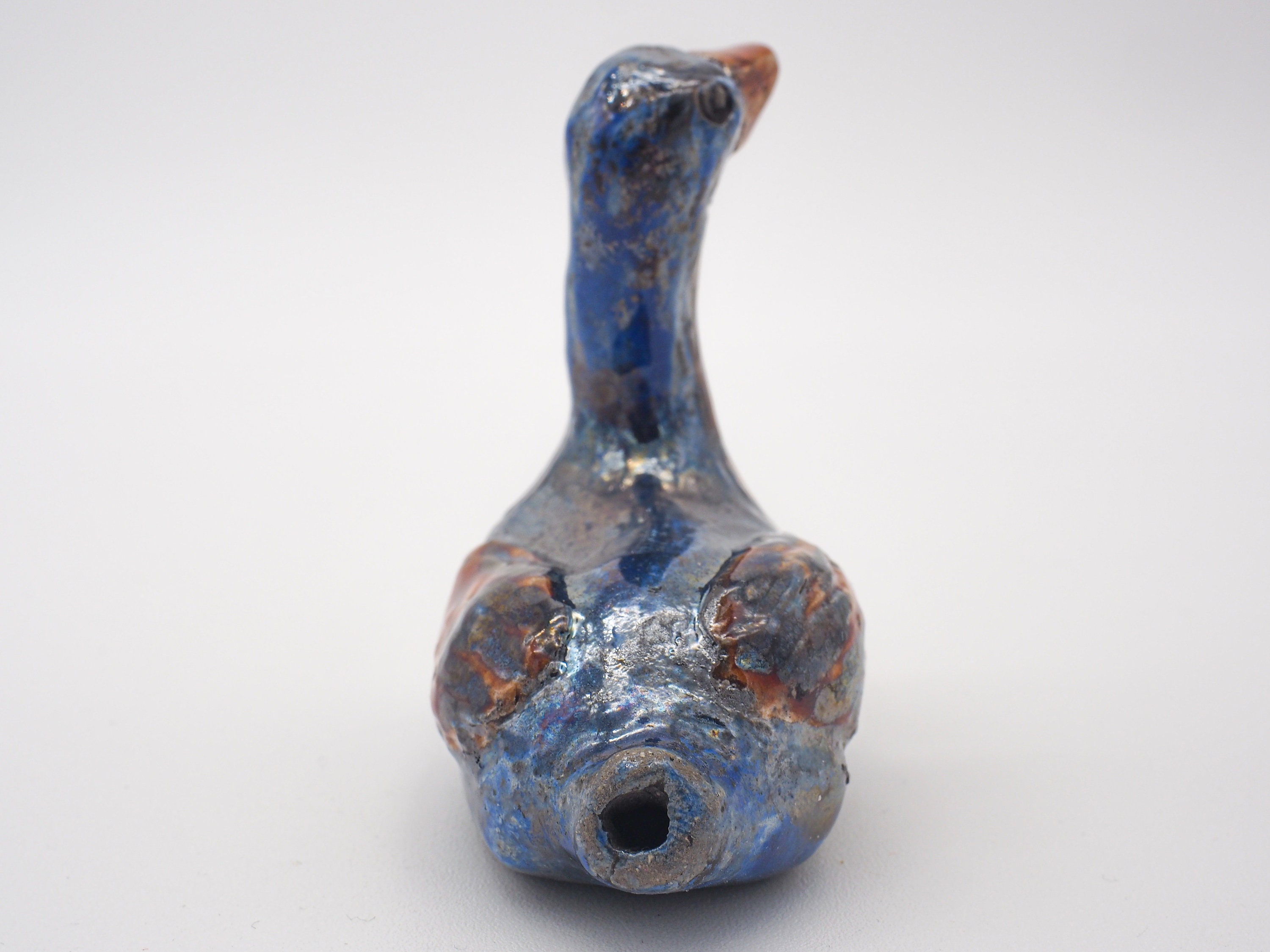 Goose Whistle Ceramic Animal Whistle Raku Pottery Goose Handcrafted