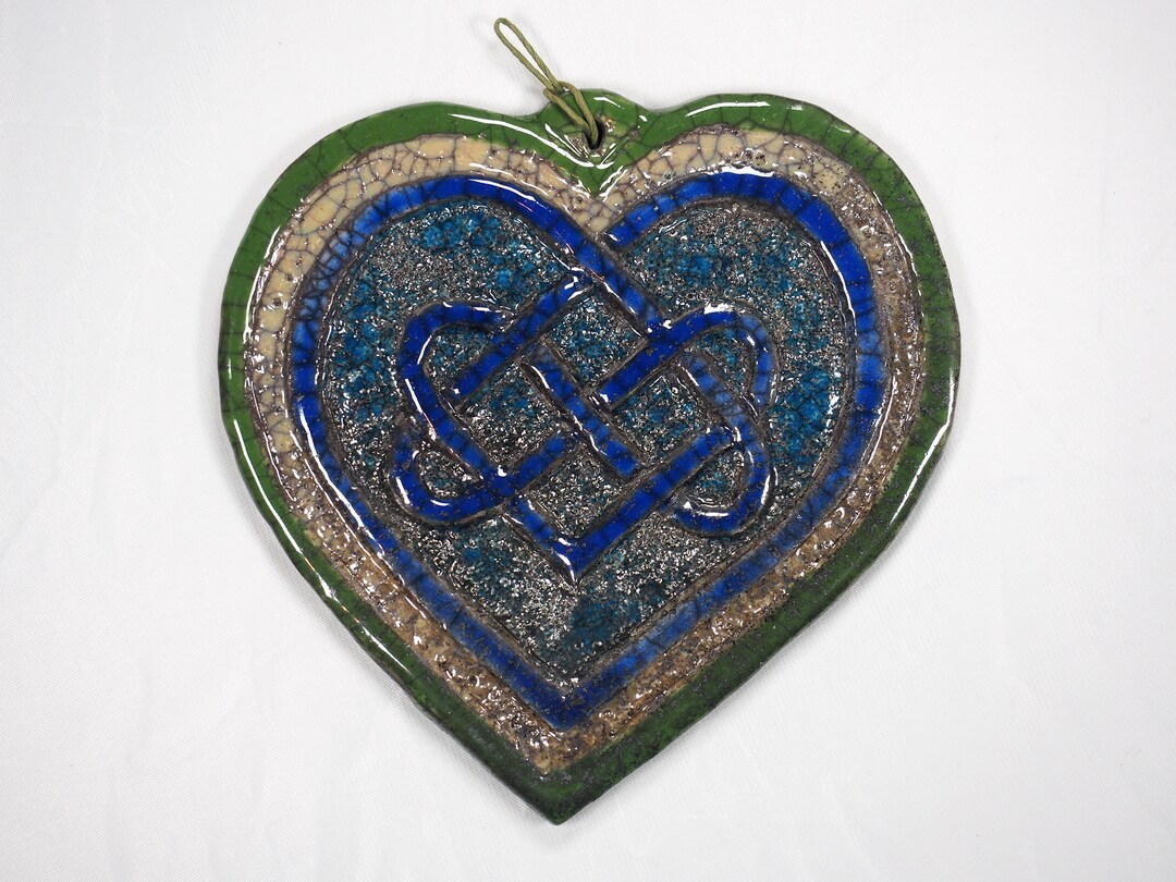 Heart With Celtic Knot, Celtic Knot in Raku, Handmade Raku Ceramic ...