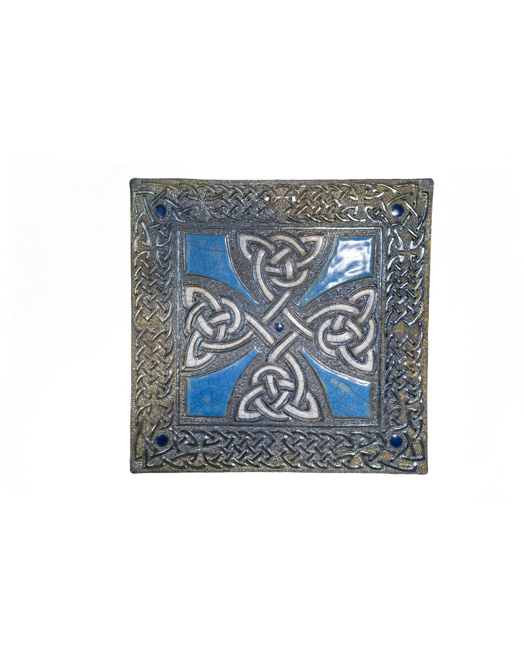 Raku Ceramic Celtic Cross, Entirely Handmade, Relief, Celtic Design to ...