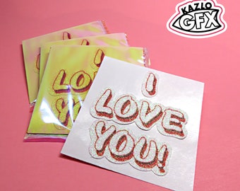 I Love You! Paper Glitter Stickers (1 Square)