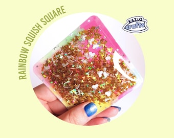 Rainbow Squish Square Thick Vinyl | Sensory Activity | Stress Management