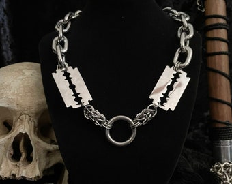 razor blade chainmaille necklace