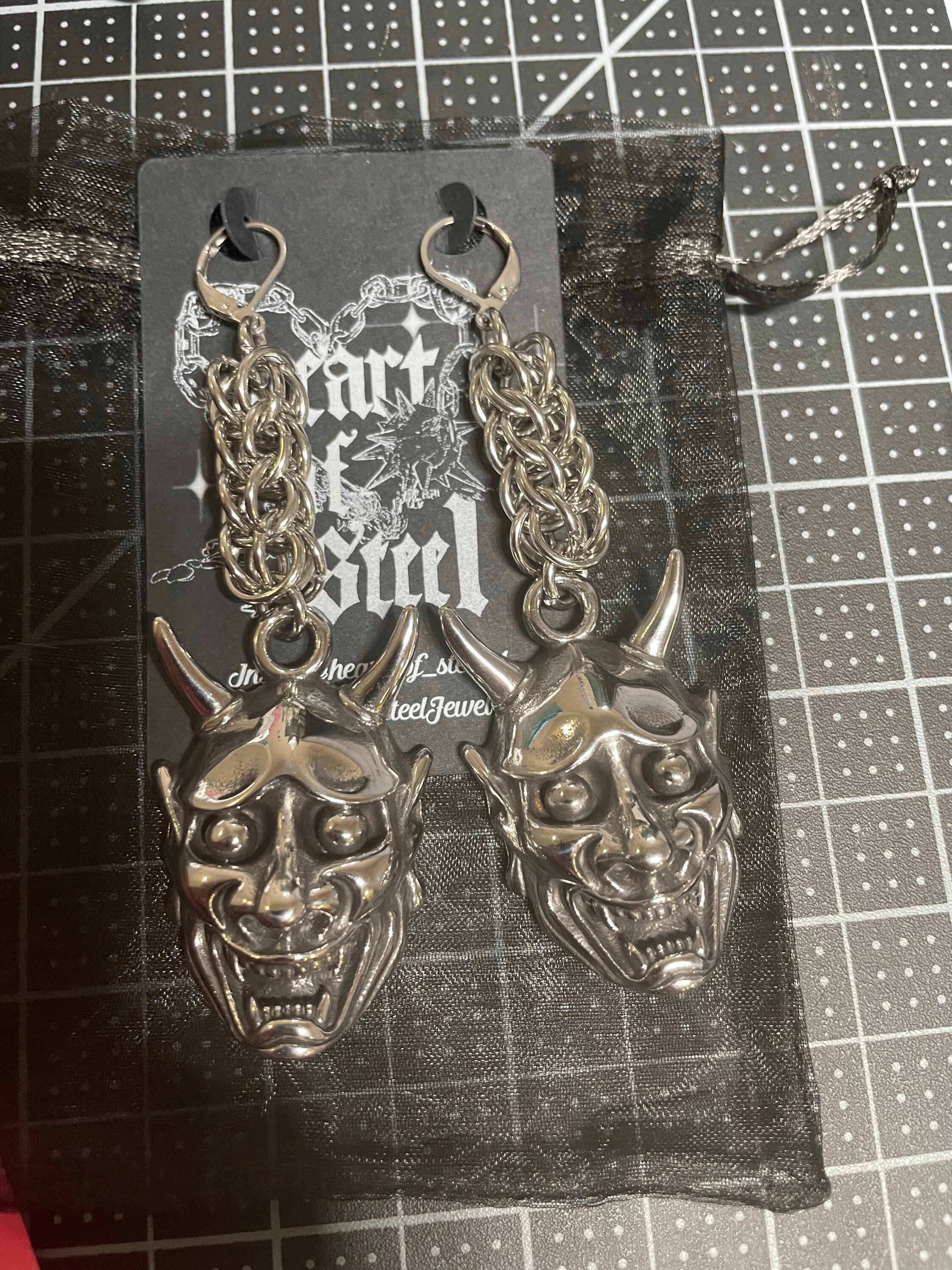 Pendant Size Hannya/ Oni Mask Earrings Etsy