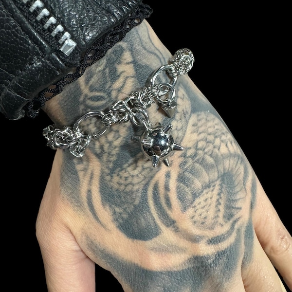 Spiked Byzantine  Flail/ Mace Bracelet, (silver/ gold)