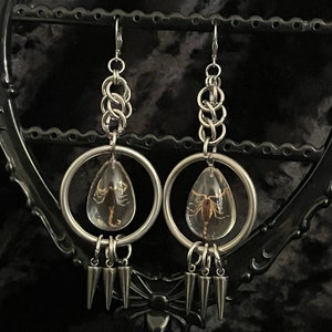 Scorpion resin chainmaille earrings