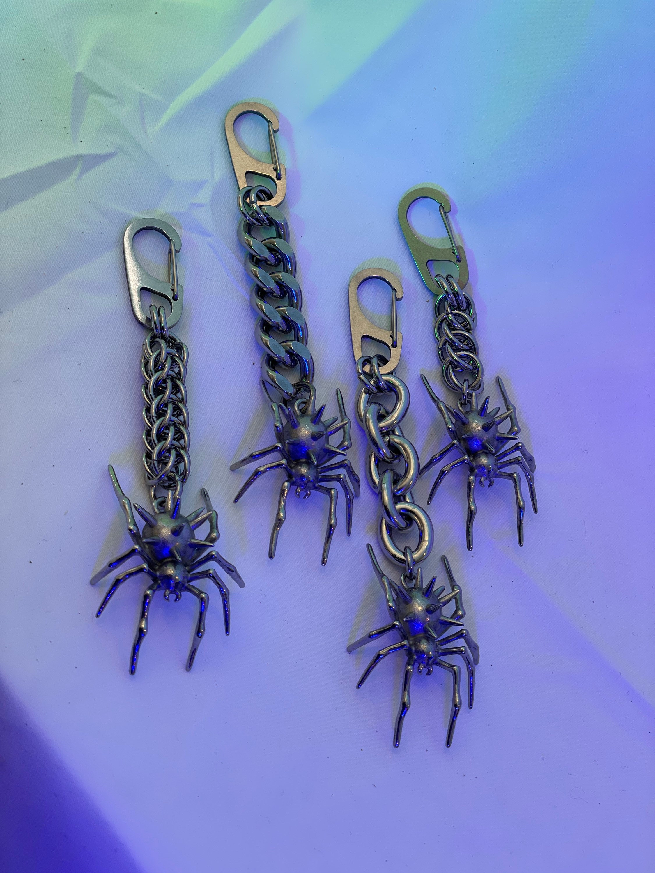 Spiked Spider Keychains, Bag Charm, Statement Accesory, Spider Accesory ...