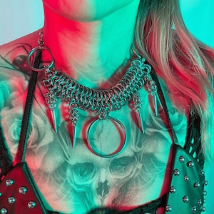 Spiked Chainmail O-ring necklace