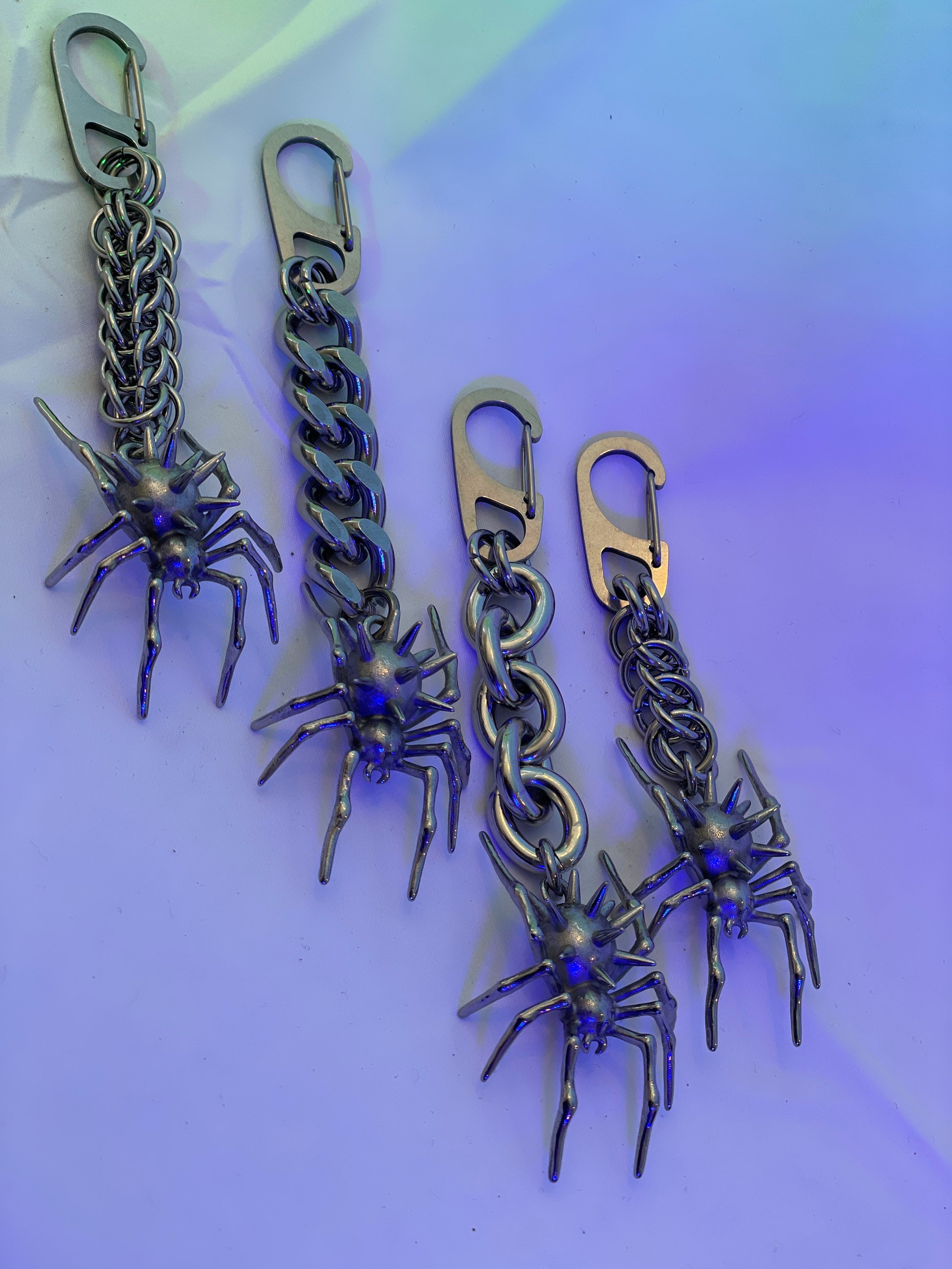Spiked Spider Keychains, Bag Charm, Statement Accesory, Spider Accesory ...