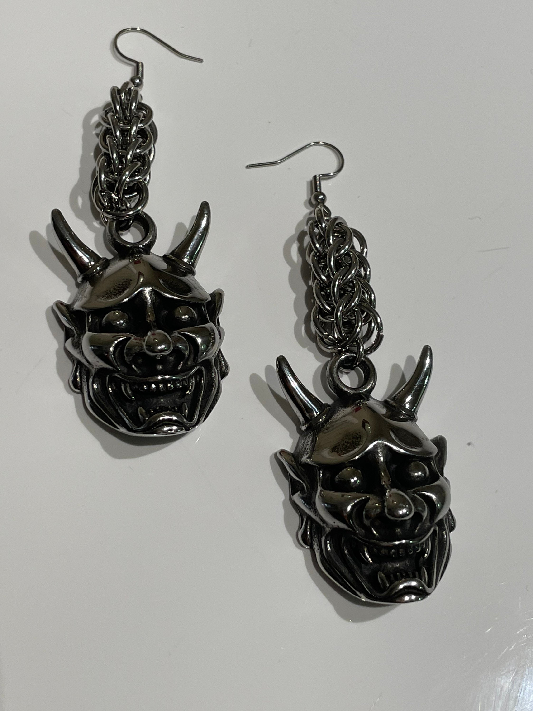 Pendant Size Hannya/ Oni Mask Earrings Etsy
