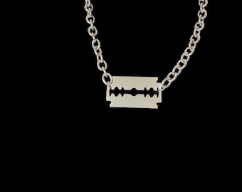 Razor blade chain necklace