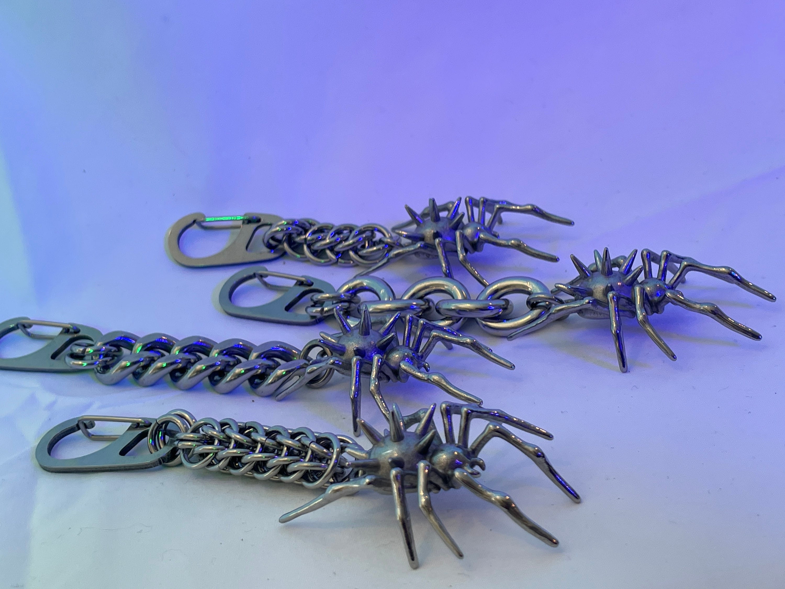 Spiked Spider Keychains, Bag Charm, Statement Accesory, Spider Accesory ...