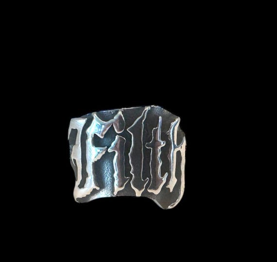 FILTH Stainless Steel Ring with Barbed Wire Sides