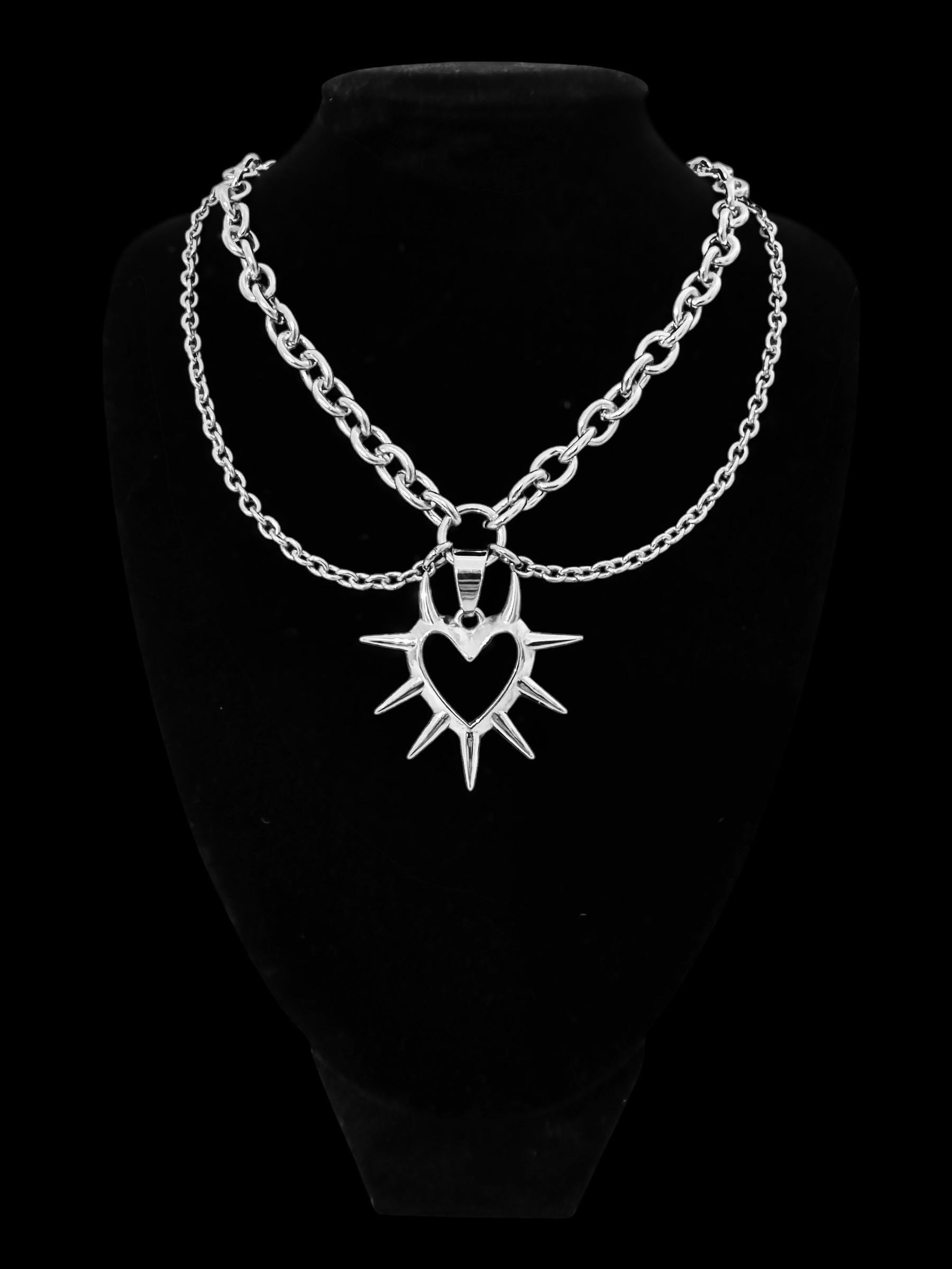 chainmail heart spike necklace goth y2k Amazon.com: Sacina Gothic 