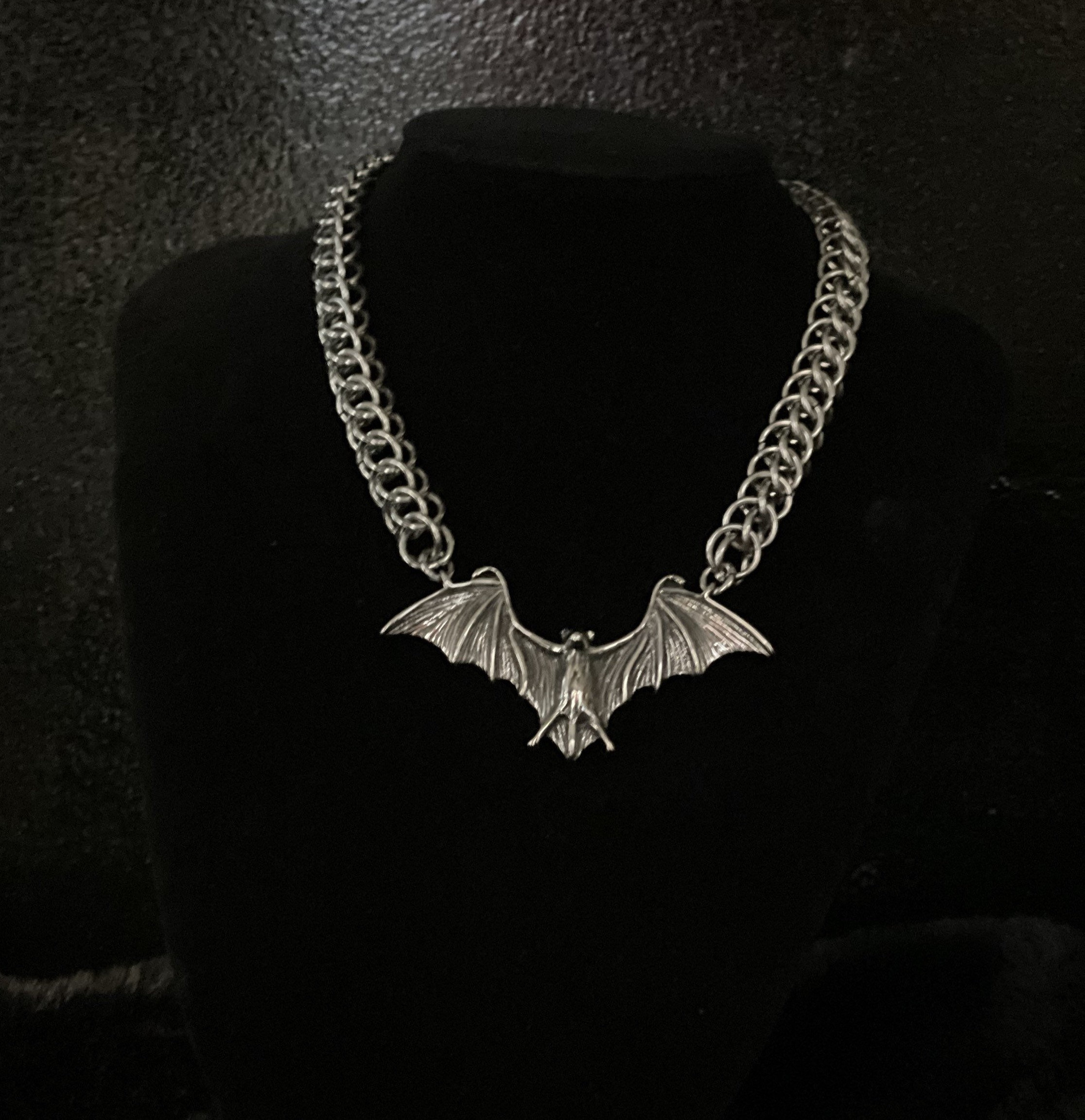 Bat Necklace Gothic Necklace Chainmaille - Etsy