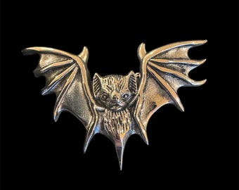 May include: A silver-colored bat pendant with detailed wings and a textured body.
