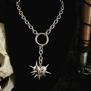 Spikey Heart flail necklace