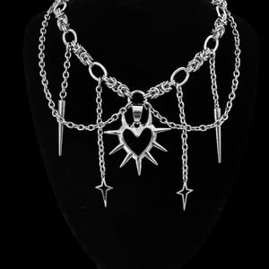 Spikey Chainmail heart chain