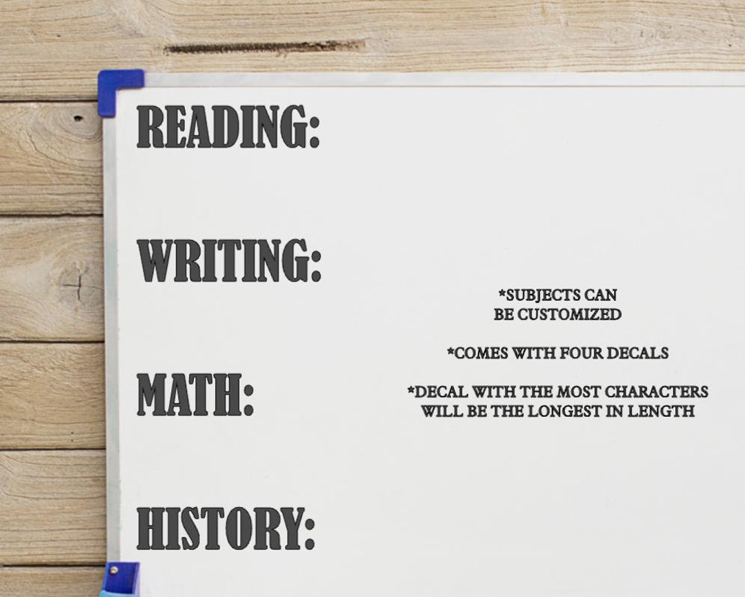 Personalized Subject Decals: Classroom Whiteboard Decor - Set of 4 - Etsy