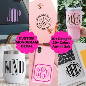 Personalized Monogram Decal – Custom Initial Vinyl Sticker
