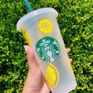Custom Starbucks Cup | Lemon Reusable Tumbler | 24 oz Cold Cup | Starbucks Cold Cup