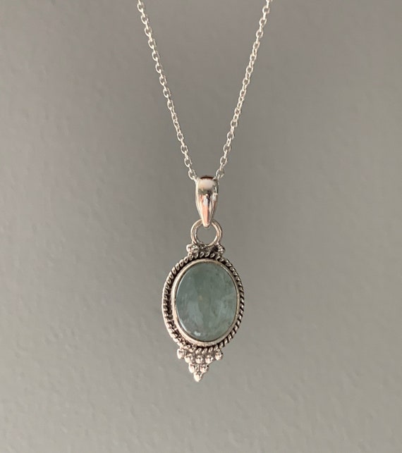 Aquamarine necklace, Delicate Necklace, Boho necklace, Aquamarine necklace, March Birthstone, Sterling silver necklace, Mothers Day gift