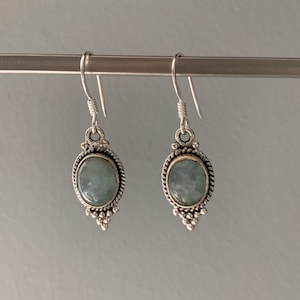 Aquamarine earrings, Boho aquamarine earrings, Boho dangle aquamarine earrings, Dangle flower earrings, Aquamarine birthstone