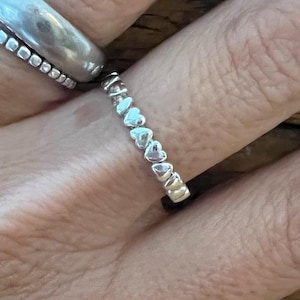 Heart sterling silver stacking band ring, stackable ring, heart band, pinky ring, Gift for her, thumb ring