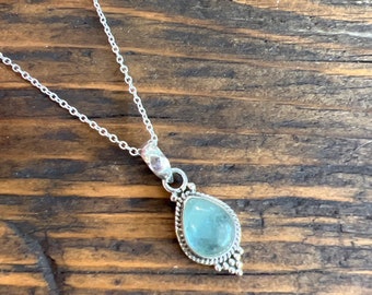 Aquamarine necklace, Delicate Necklace, Boho necklace, Aquamarine necklace, March Birthstone, Sterling silver