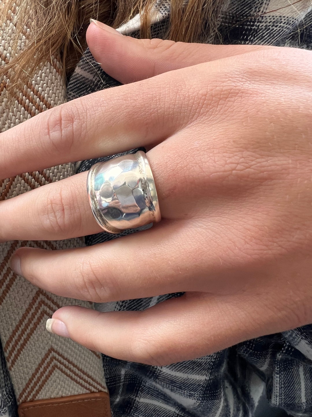 Adjustable Hammered Sterling Silver Ring: Dome Chunky Statement Band - Etsy