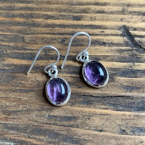 Amethyst earrings, Amethyst dangle earrings, Purple earrings, February birthstone, Amethyst birthstone, Sterling silver earring
