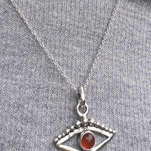 Eye Crystal necklace, Carnelian eyes Evil eye Sterling silver necklace, Carnelian  necklace, Eye pendant, Mother&#39;s Day gift, Christmas gift