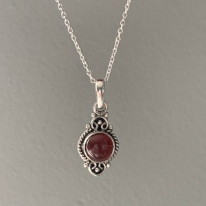 Garnet necklace, silver Garnet necklace, Boho necklace, Garnet Teardrop necklace, Sterling silver necklace, Gift for her